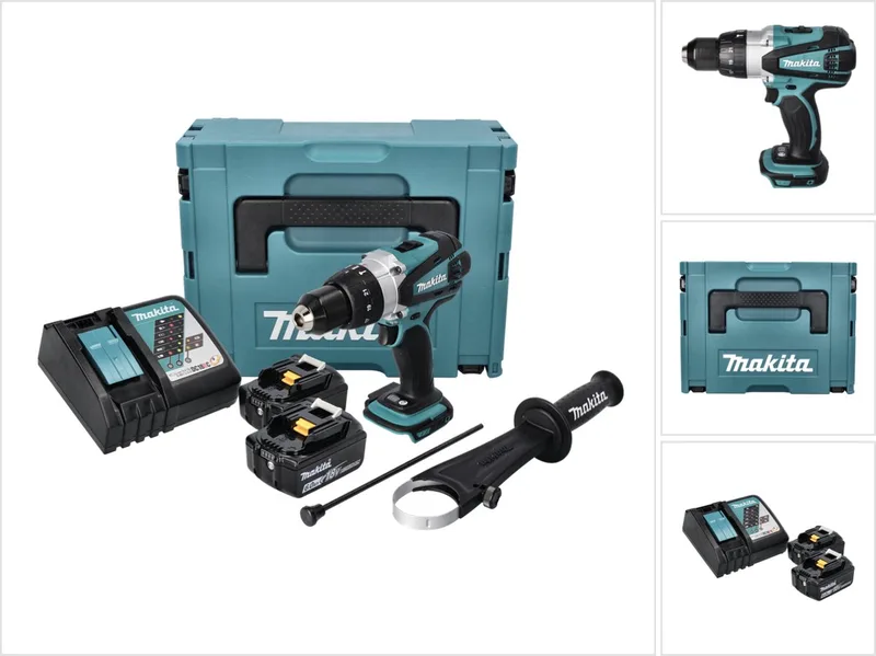 DHP 458 RGJ accu-klopboormachine 18 V 91 Nm + 2x accu 6,0 Ah + oplader + Makpac de Makita – image du produit