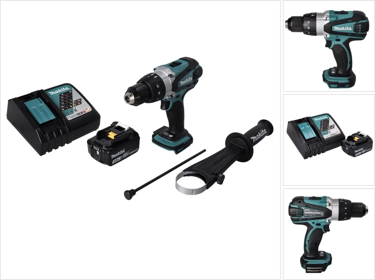 DHP 458 RM1 accu-klopboormachine 18 V 91 Nm + 1x accu 4,0 Ah + oplader de Makita – image du produit