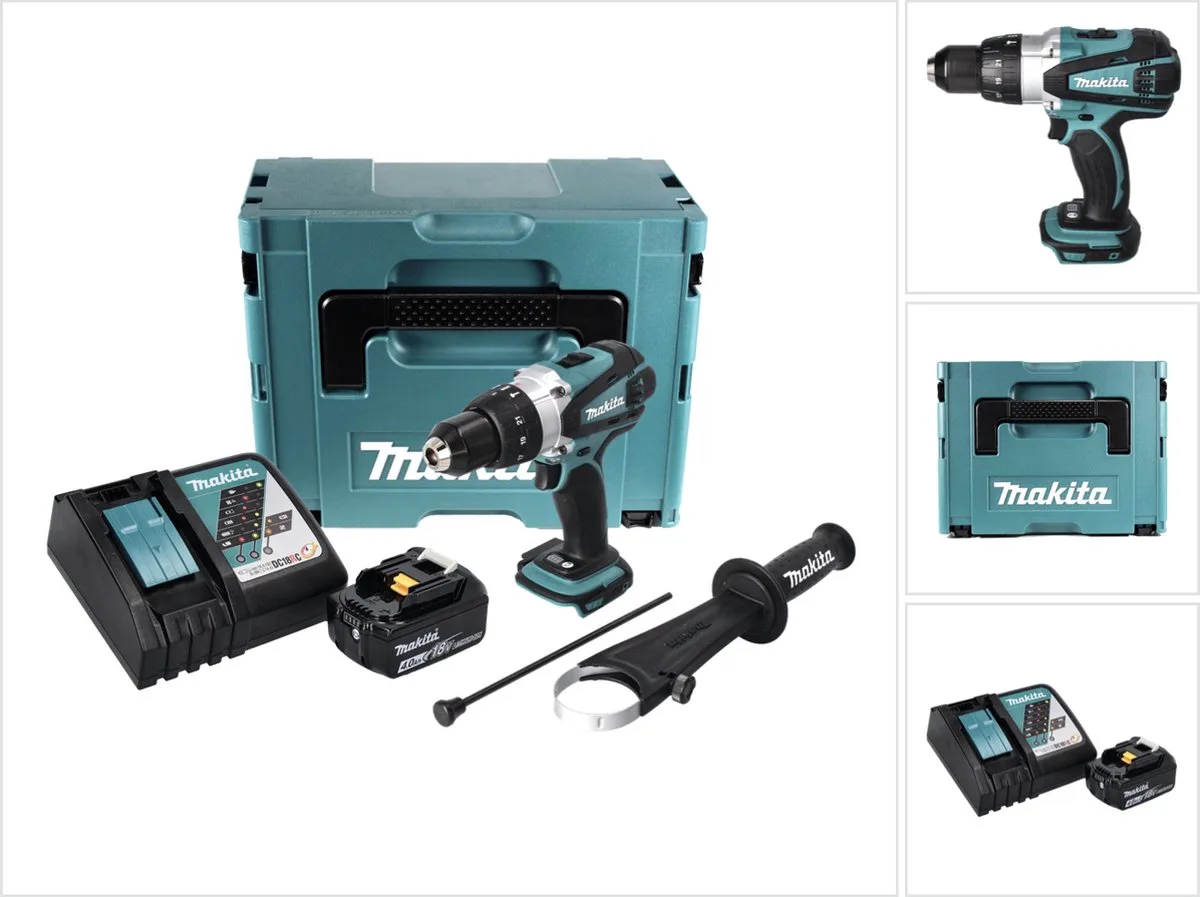 DHP 458 RM1J accu-klopboormachine 18 V 91 Nm + 1x accu 4,0 Ah + oplader + Makpac van Makita – productafbeelding