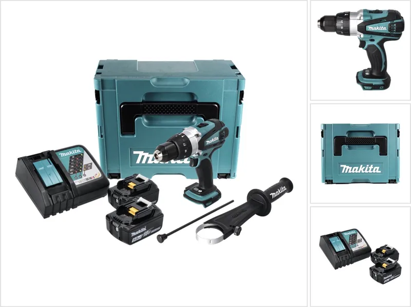 DHP 458 RTJ accu-klopboormachine 18 V 91 Nm + 2x accu 5,0 Ah + oplader + Makpac von Makita – Produktbild