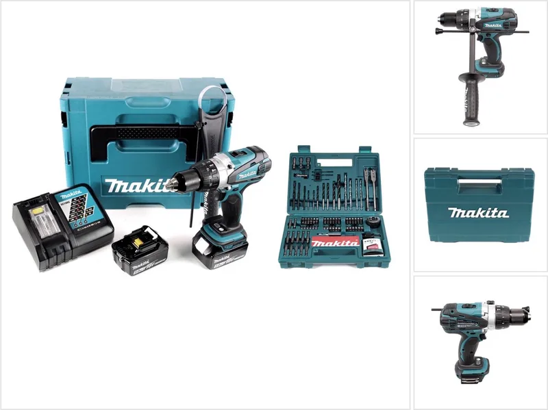 DHP 458 RTJ accu-klopboormachine 18 V 91 Nm in Makpac + 2x 5,0 Ah accu + oplader + Makita bit- en boorset 100-delig de Makita – image du produit