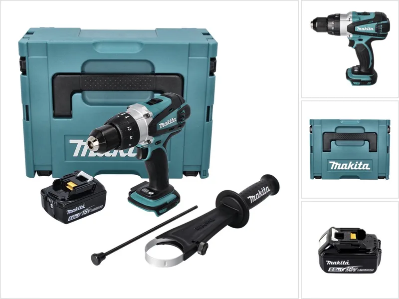 DHP 458 T1J accu-klopboormachine 18 V 91 Nm + 1x accu 5,0 Ah + Makpac - zonder oplader de Makita – image du produit