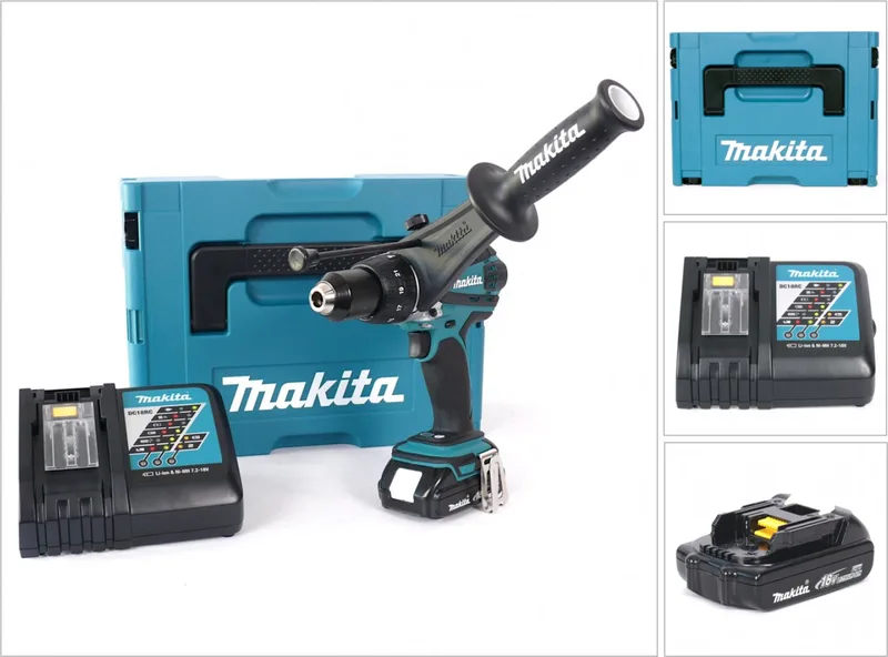 DHP 458 Y1J-D accu klopboormachine 18V 91Nm in Makpac + 1x 1,5Ah accu + lader by Makita – product image