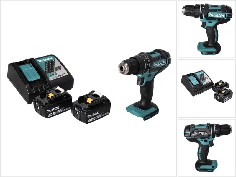 DHP 482 RF accu klopboormachine 18 V 62 Nm + 2x accu 3.0 Ah + lader by Makita – product image