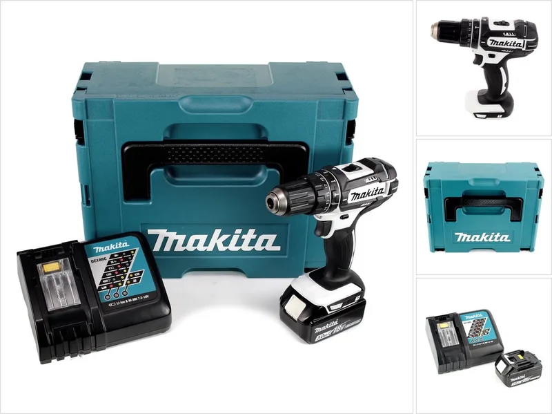 DHP 482 RF1J W accu-klopboorschroevendraaier 18 V 62 Nm + 1x accu 3,0 Ah + oplader in Makpac de Makita – image du produit