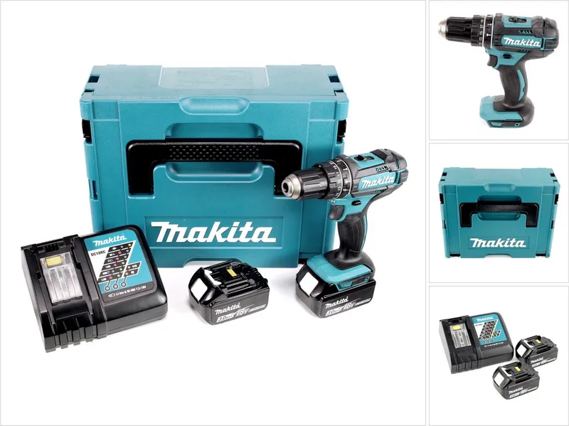 DHP 482 RFJ accu klopboormachine 18V 62Nm + 2x oplaadbare batterijen 3.0Ah + lader in Makpac fra Makita – produktbillede
