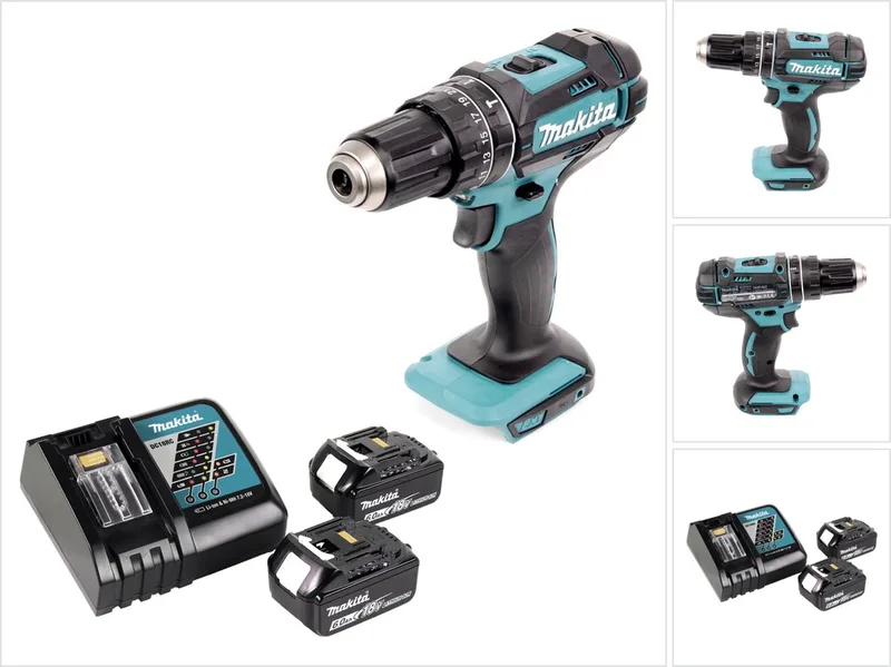 DHP 482 RG accu klopboormachine 18 V 62 Nm + 2x accu 6.0 Ah + lader de Makita – image du produit