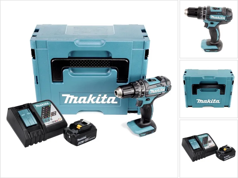 DHP 482 RG1J accu klopboormachine 18 V 62 Nm + 1x oplaadbare accu 6.0 Ah + lader + Makpac van Makita – productafbeelding