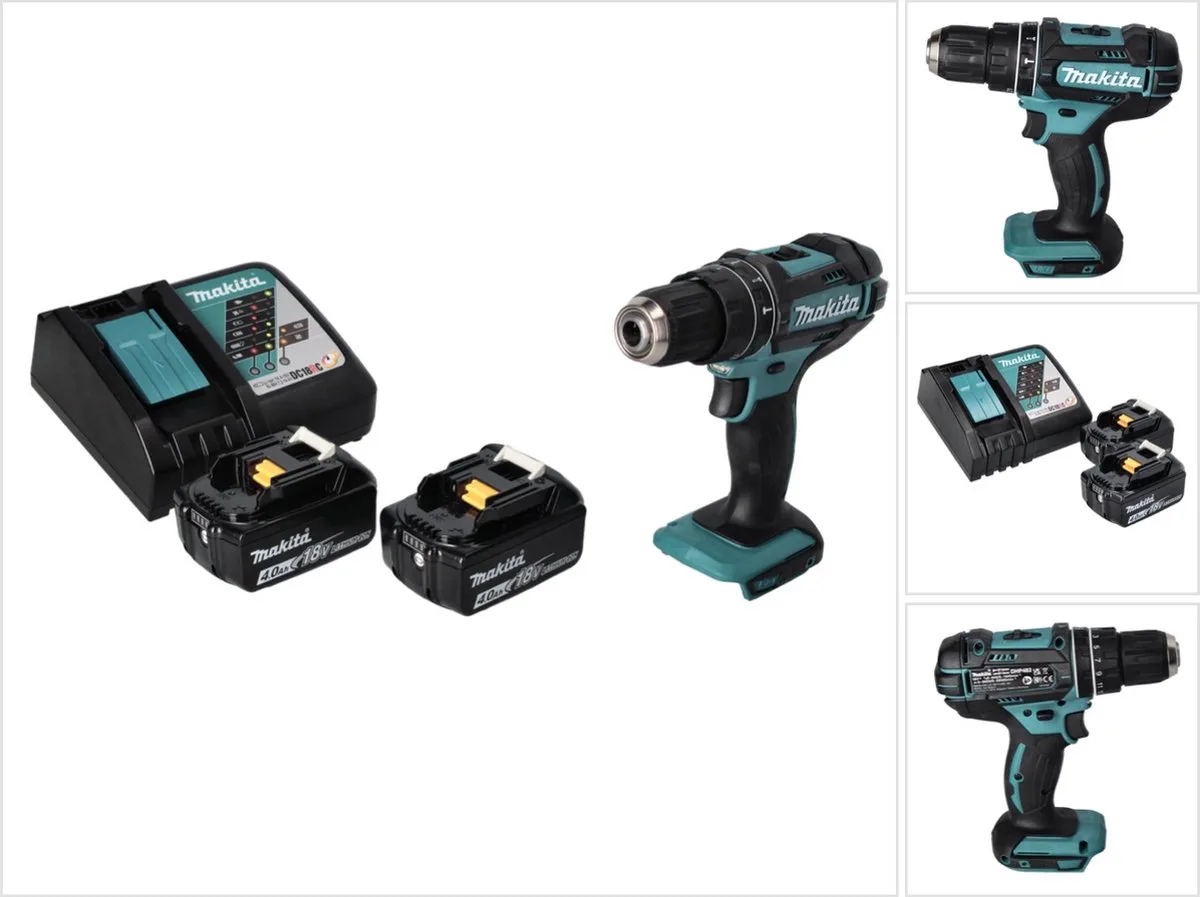 DHP 482 RM accu klopboormachine 18 V 62 Nm + 2x accu 4.0 Ah + lader van Makita – productafbeelding