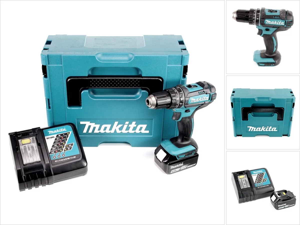 DHP 482 RM1J accu klopboormachine 18V 62Nm in Makpac + 1x 4.0 Ah accu + lader von Makita – Produktbild