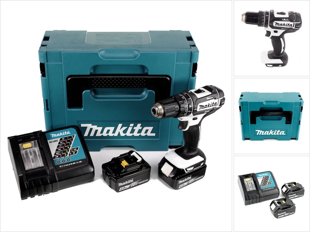 DHP 482 RMJ W accu-slagboormachine 18 V 62 Nm in Makpac + 2x 4,0 Ah accu + oplader by Makita – product image