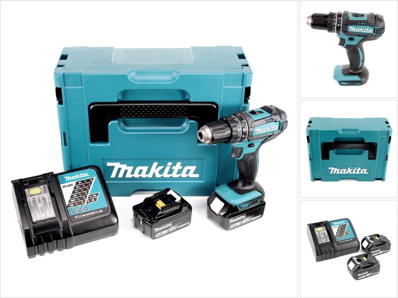 DHP 482 RTJ accu klopboormachine 18V 62Nm in Makpac + 2x 5.0 Ah accu + lader by Makita – product image