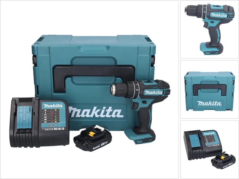 DHP 482 SY1J accu klopboormachine 18 V 62 Nm + 1x oplaadbare accu 1,5 Ah + lader + Makpac de Makita – image du produit