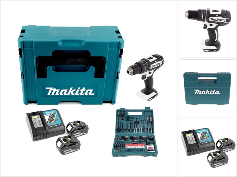 DHP 482 W RTJ - 18 V Li-ion accu-klopboorschroevendraaier in Makpac + 2x 5,0 Ah accu + snellader + Makita B-53811 bit- en boorset, 100-delig de Makita – image du produit