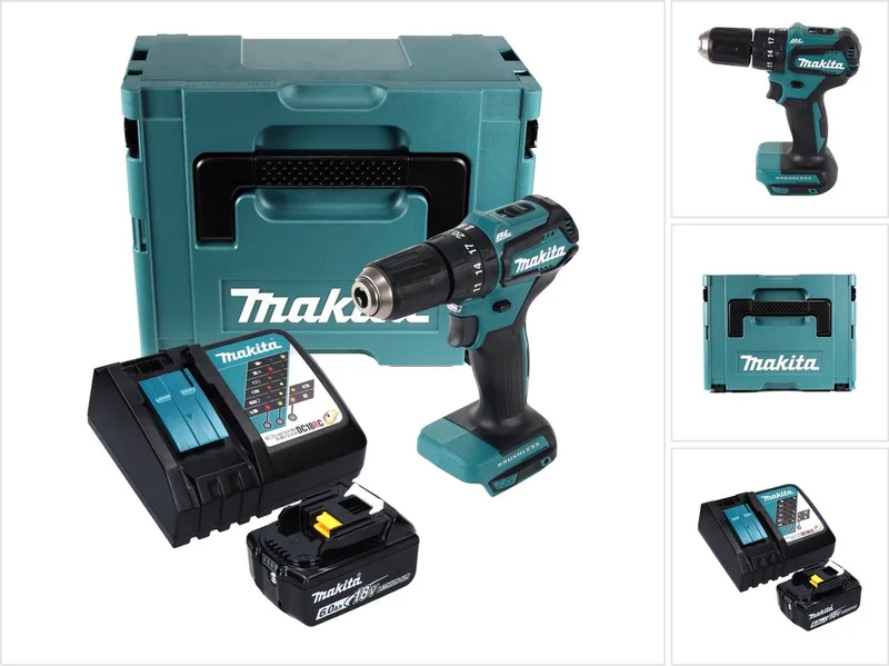 DHP 483 RG1J accu-klopboormachine 18 V 40 Nm + 1x accu 6,0 Ah + oplader + Makpac by Makita – product image