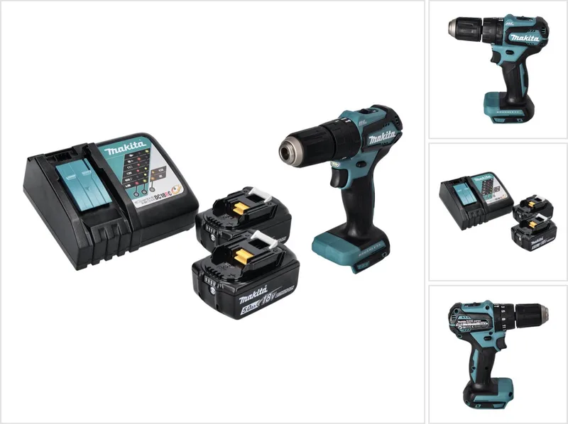 DHP 483 RT accu klopboormachine 18 V 40 Nm borstelloos + 2x accu 5,0 Ah + oplader de Makita – image du produit