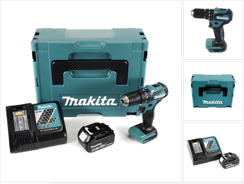DHP 483 RT1J accu klopboormachine 18 V 40 Nm in Makpac + 1x 5,0 Ah accu + oplader von Makita – Produktbild