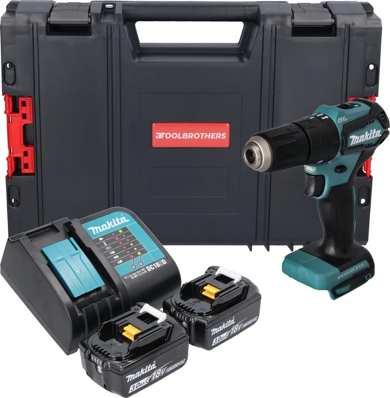 DHP 483 SFJ-R accu-klopboormachine 18 V 40 Nm + 2x accu 3,0 Ah + oplader + RHINO de Makita – image du produit