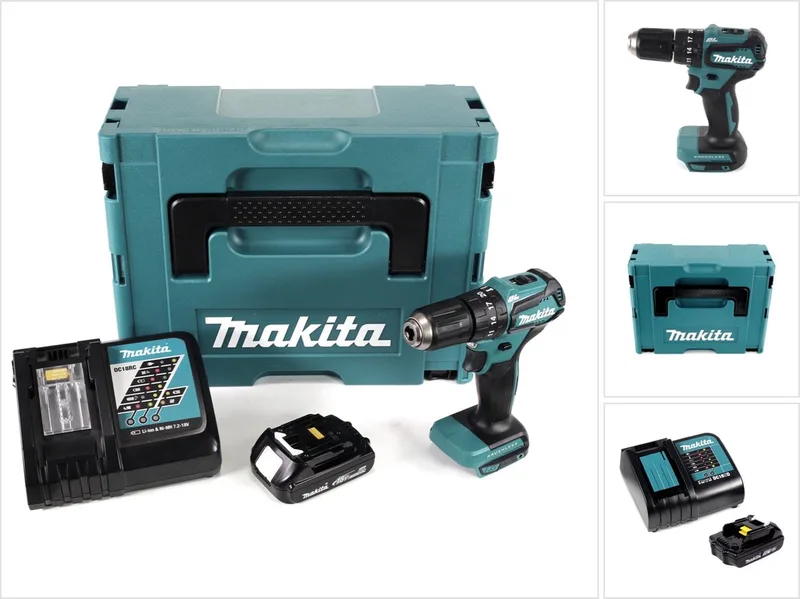 DHP 483 Y1J-D accu klopboormachine 18V 40Nm in Makpac + 1x 1,5 Ah accu + lader de Makita – image du produit