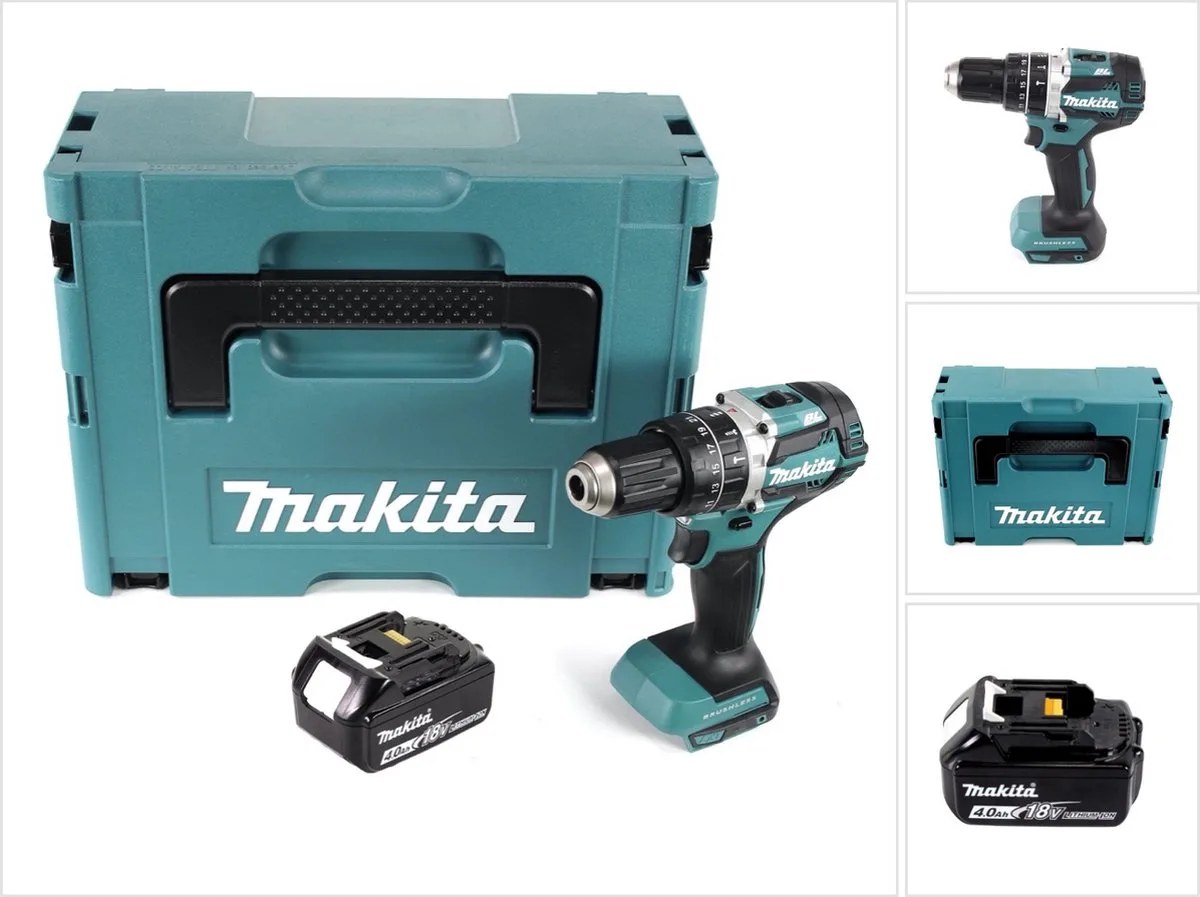 DHP 484 M1J accu klopboormachine 18 V 54 Nm borstelloos + 1x oplaadbare accu 4.0 Ah + Makpac - zonder oplader by Makita – product image