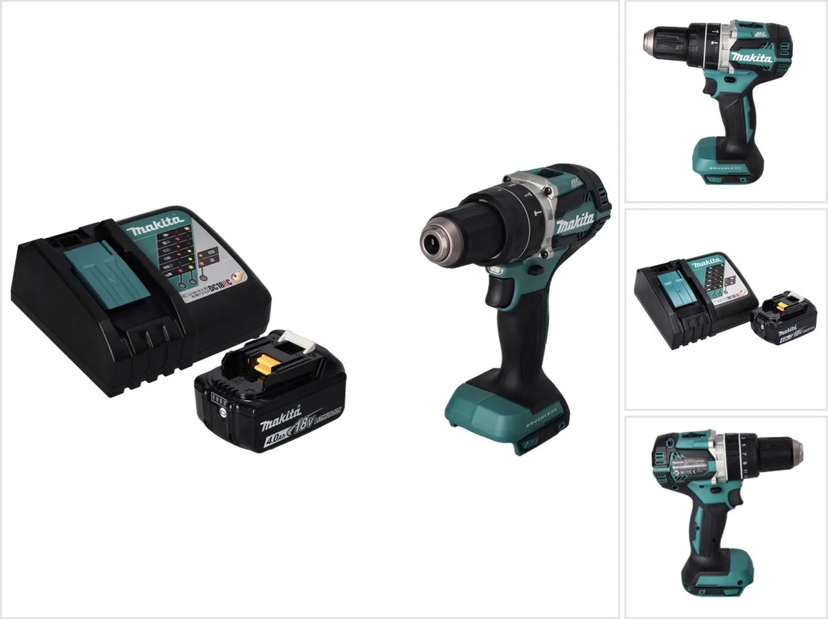 DHP 484 RM1 accu klopboormachine 18 V 54 Nm borstelloos + 1x oplaadbare accu 4.0 Ah + lader by Makita – product image