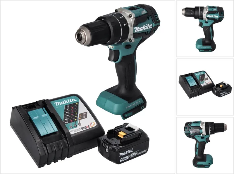 DHP 484 RT1 accu klopboormachine 18 V 54 Nm borstelloos + 1x oplaadbare accu 5.0 Ah + lader von Makita – Produktbild