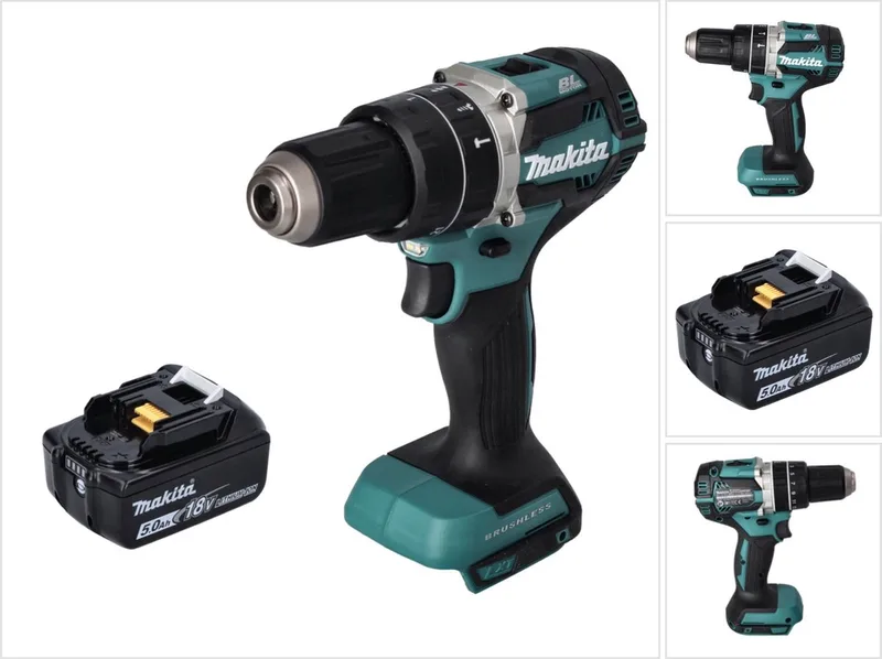 DHP 484 T1 accu klopboormachine 18 V 54 Nm borstelloos + 1x oplaadbare accu 5.0 Ah - zonder oplader de Makita – image du produit