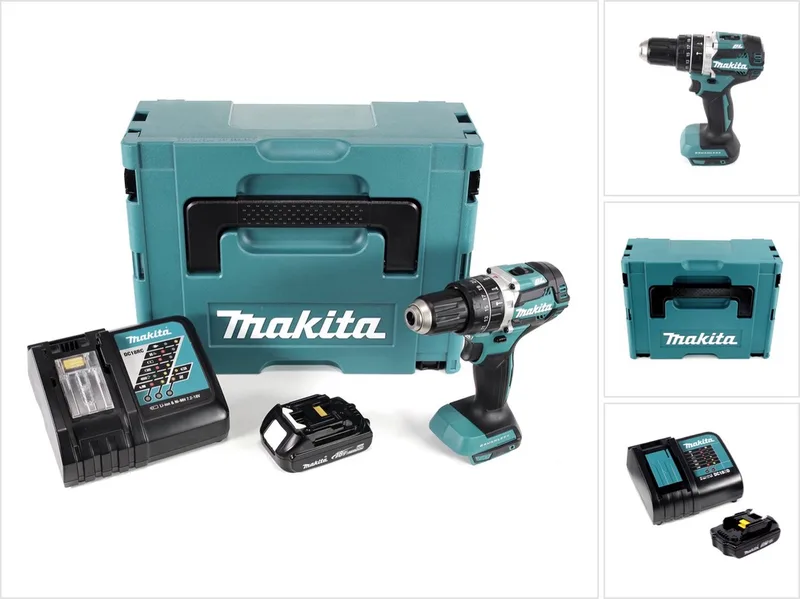 DHP 484 Y1J-D 18V Brushless Li-Ion accu klopboormachine in Makpac incl. 1x BL 1815 N 1,5 Ah accu en DC18RC lader de Makita – image du produit