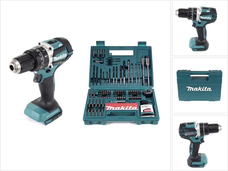 DHP 484 Z 18V borstelloze Li-Ion accu klopboormachine solo + Makita B-53811 bit- en boorset 100-delig de Makita – image du produit