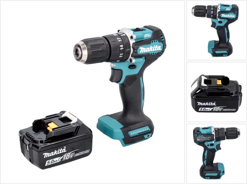 DHP 487 T1 accu-klopboormachine 18 V 40 Nm borstelloos + 1x accu 5,0 Ah - zonder oplader von Makita – Produktbild