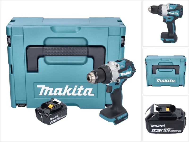 DHP 489 F1J accu-klopboormachine 18 V 73 Nm borstelloos + 1x accu 3,0 Ah + Makpac - zonder oplader von Makita – Produktbild