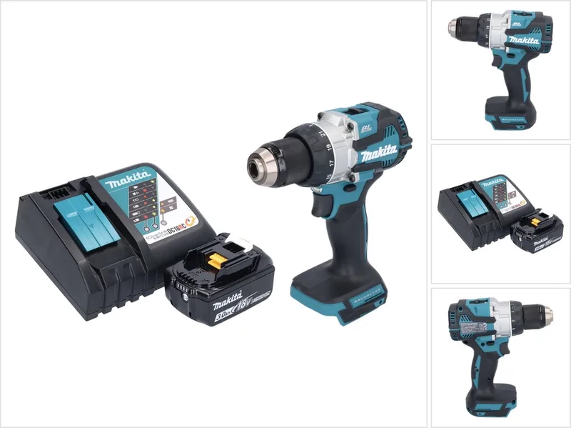 DHP 489 RF1 accu-klopboormachine 18 V 73 Nm borstelloos + 1x accu 3,0 Ah + oplader van Makita – productafbeelding