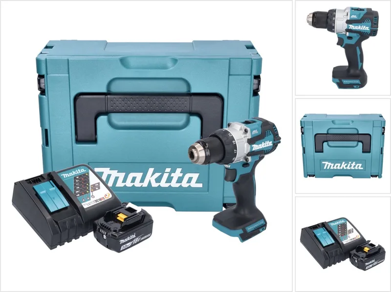 DHP 489 RF1J accu-klopboormachine 18 V 73 Nm borstelloos + 1x accu 3,0 Ah + oplader + Makpac by Makita – product image