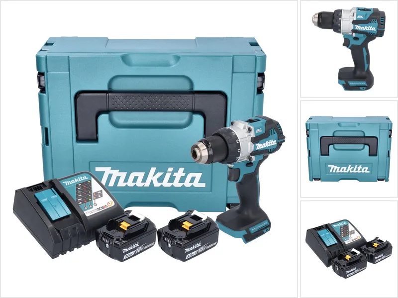 DHP 489 RFJ accu-klopboormachine 18 V 73 Nm borstelloos + 2x accu 3,0 Ah + oplader + Makpac von Makita – Produktbild