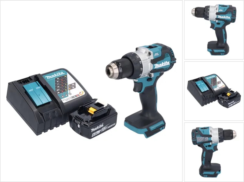 DHP 489 RG1 accu-klopboormachine 18 V 73 Nm borstelloos + 1x accu 6,0 Ah + oplader de Makita – image du produit