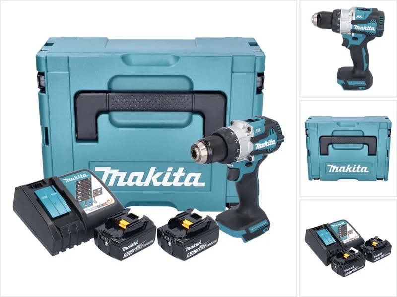 DHP 489 RGJ accu-klopboormachine 18 V 73 Nm borstelloos + 2x accu 6,0 Ah + oplader + Makpac de Makita – image du produit