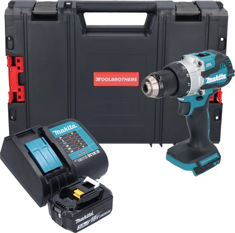 DHP 489 SF1J-R accu klopboormachine 18 V 73 Nm borstelloos + 1x accu 3,0 Ah + oplader + RHINO fra Makita – produktbillede