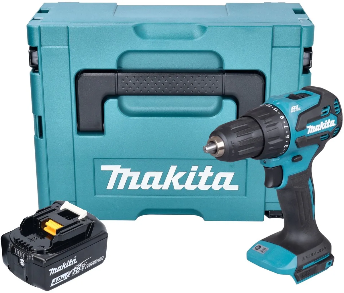DHP 490 M1J accu klopboormachine 18 V 65 Nm borstelloos + 1x accu 4.0 Ah + Makpac - zonder oplader von Makita – Produktbild