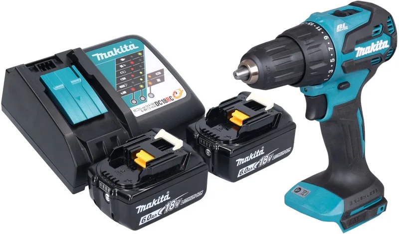 DHP 490 RG accu klopboormachine 18 V 65 Nm borstelloos + 2x accu 6.0 Ah + lader de Makita – image du produit