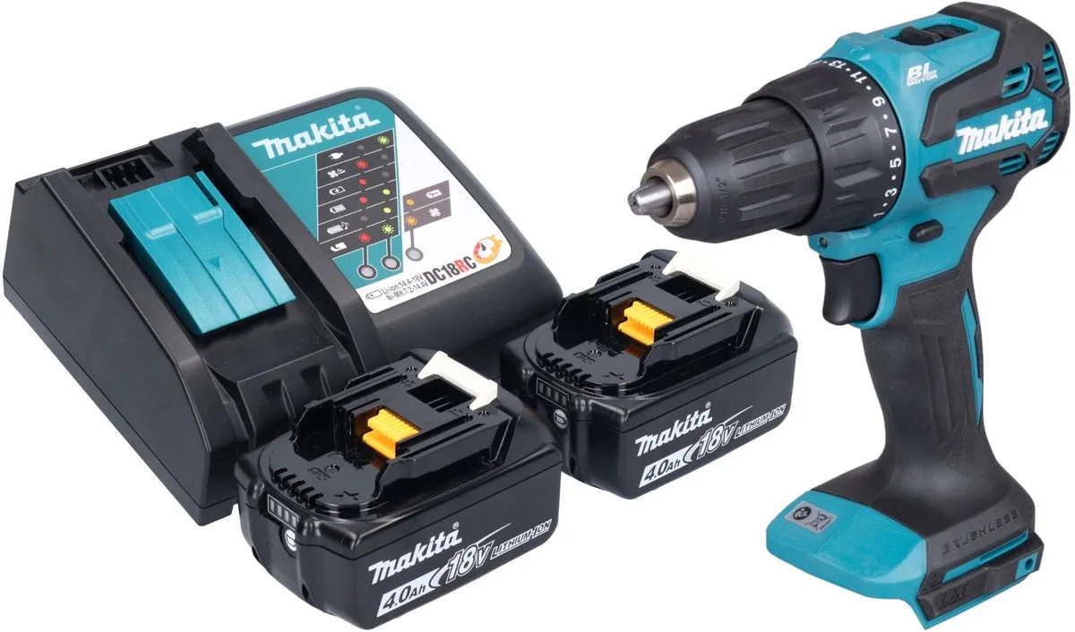 DHP 490 RM accu klopboormachine 18 V 65 Nm borstelloos + 2x accu 4.0 Ah + lader by Makita – product image