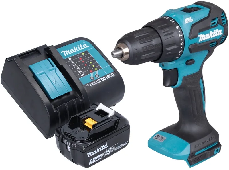 DHP 490 SF1 accu klopboormachine 18 V 65 Nm borstelloos + 1x oplaadbare accu 3.0 Ah + lader de Makita – image du produit