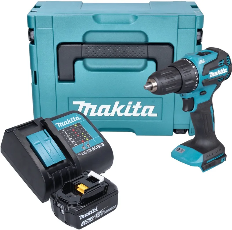 DHP 490 SF1J accu klopboormachine 18 V 65 Nm borstelloos + 1x oplaadbare accu 3.0 Ah + lader + Makpac von Makita – Produktbild