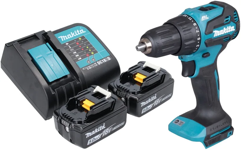 DHP 490 ST accu klopboormachine 18 V 65 Nm borstelloos + 2x accu 5.0 Ah + lader fra Makita – produktbillede