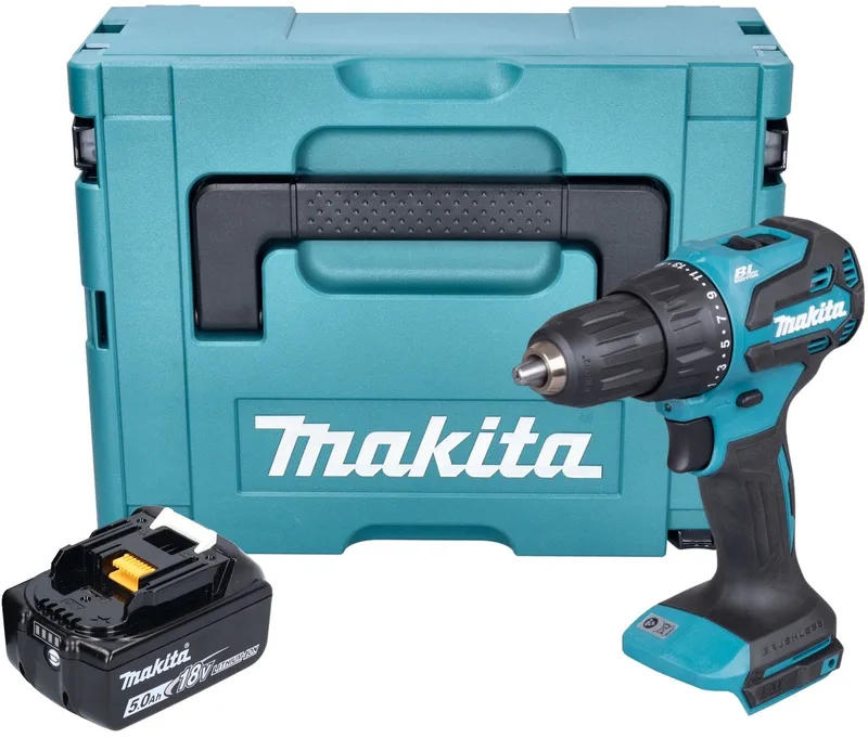 DHP 490 T1J accu klopboormachine 18 V 65 Nm borstelloos + 1x oplaadbare accu 5.0 Ah + Makpac - zonder oplader von Makita – Produktbild