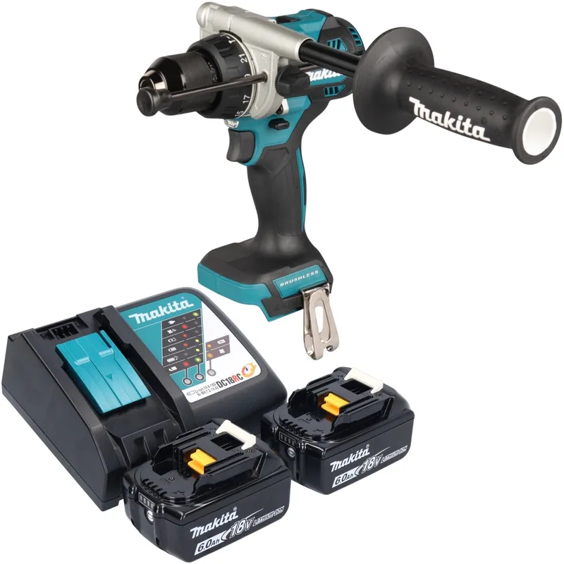 DHP 492 RG accu-klopboormachine 18 V 141 Nm borstelloos + 2x accu 6,0 Ah + oplader de Makita – image du produit