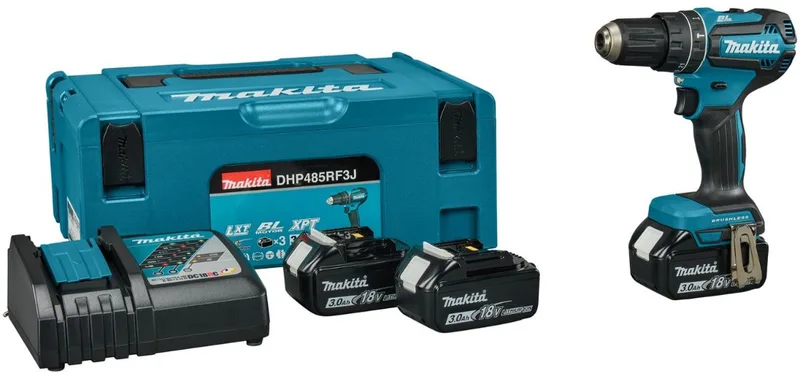 DHP485RF3J Accu klop-/schroefboormachine 18V 3x 3.0Ah in Mbox van Makita – productafbeelding