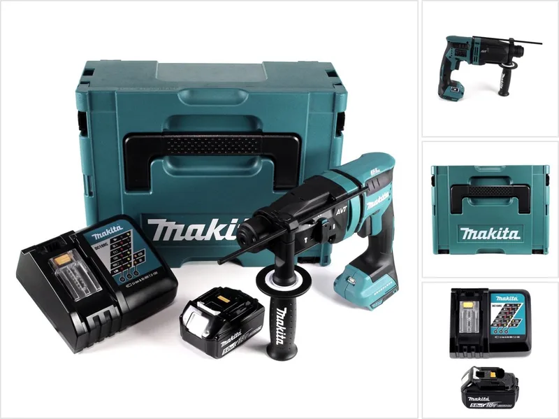 DHR 182 RT1J accu-boorhamer 18V 1,7J SDS plus Brushless + 1x accu 5,0Ah + oplader + Makpac fra Makita – produktbillede