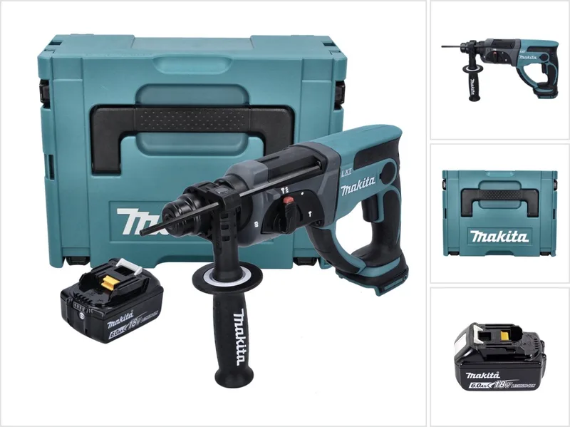 DHR 202 G1J accu combihamer 18 V 2,0 J SDS Plus + 1x accu 6,0 Ah + Makpac - zonder oplader fra Makita – produktbillede