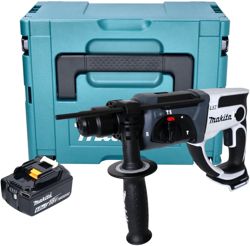 DHR 202 G1JW Accuklopboormachine 18 V 20 mm 2.0 J wit + 1x accu 6.0 Ah + Makpac - zonder oplader von Makita – Produktbild