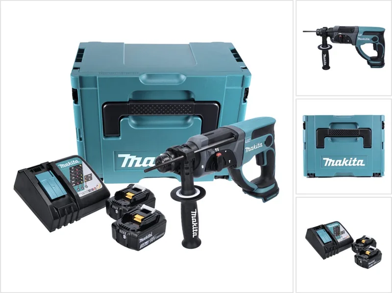 DHR 202 RFJ accu combihamer 18 V 2,0 J SDS Plus + 2x accu 3,0 Ah + oplader + Makpac von Makita – Produktbild